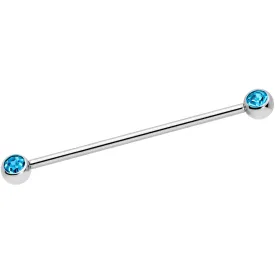 14 Gauge Aqua Gem Ball Ends Industrial Barbell 35mm