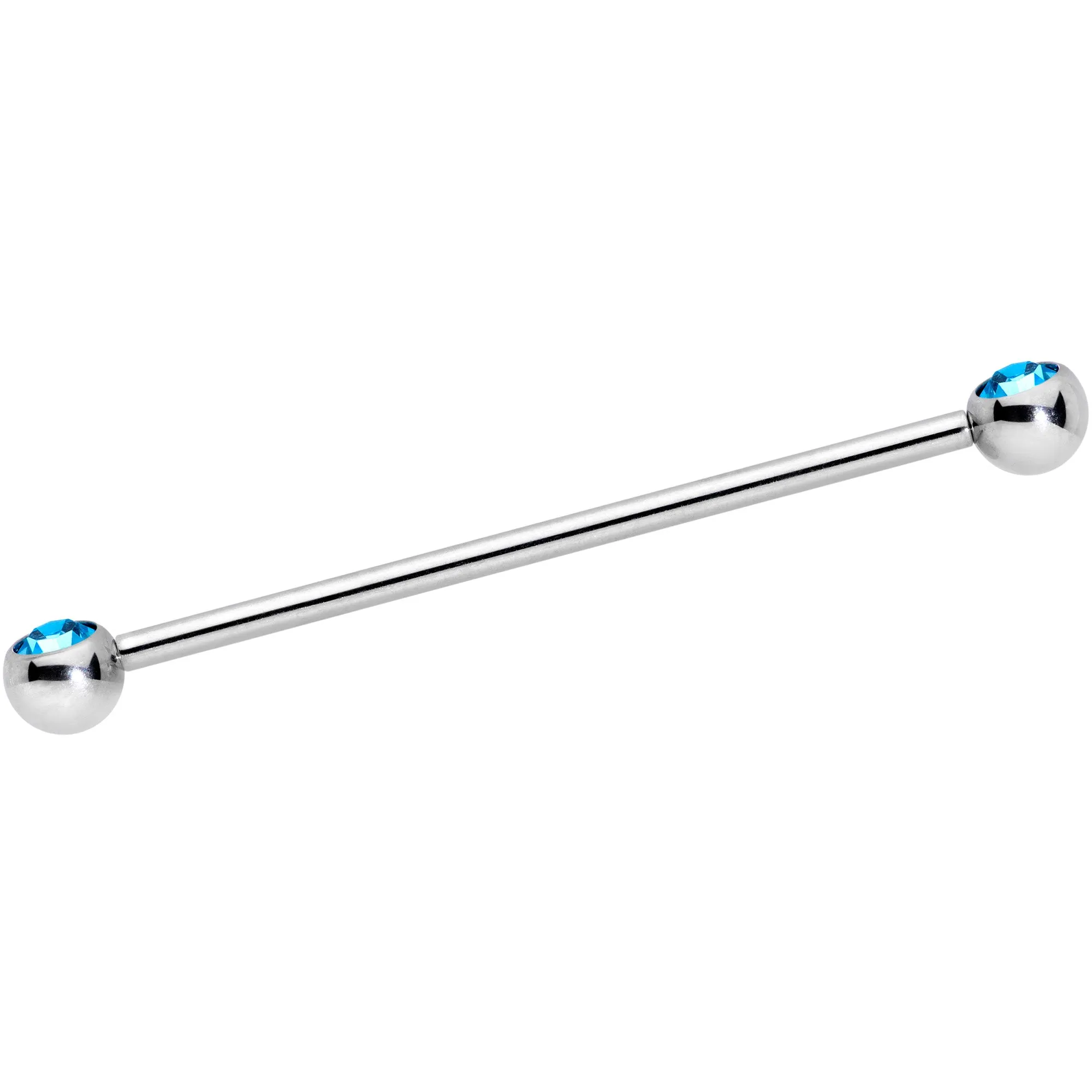 14 Gauge Aqua Gem Ball Ends Industrial Barbell 35mm