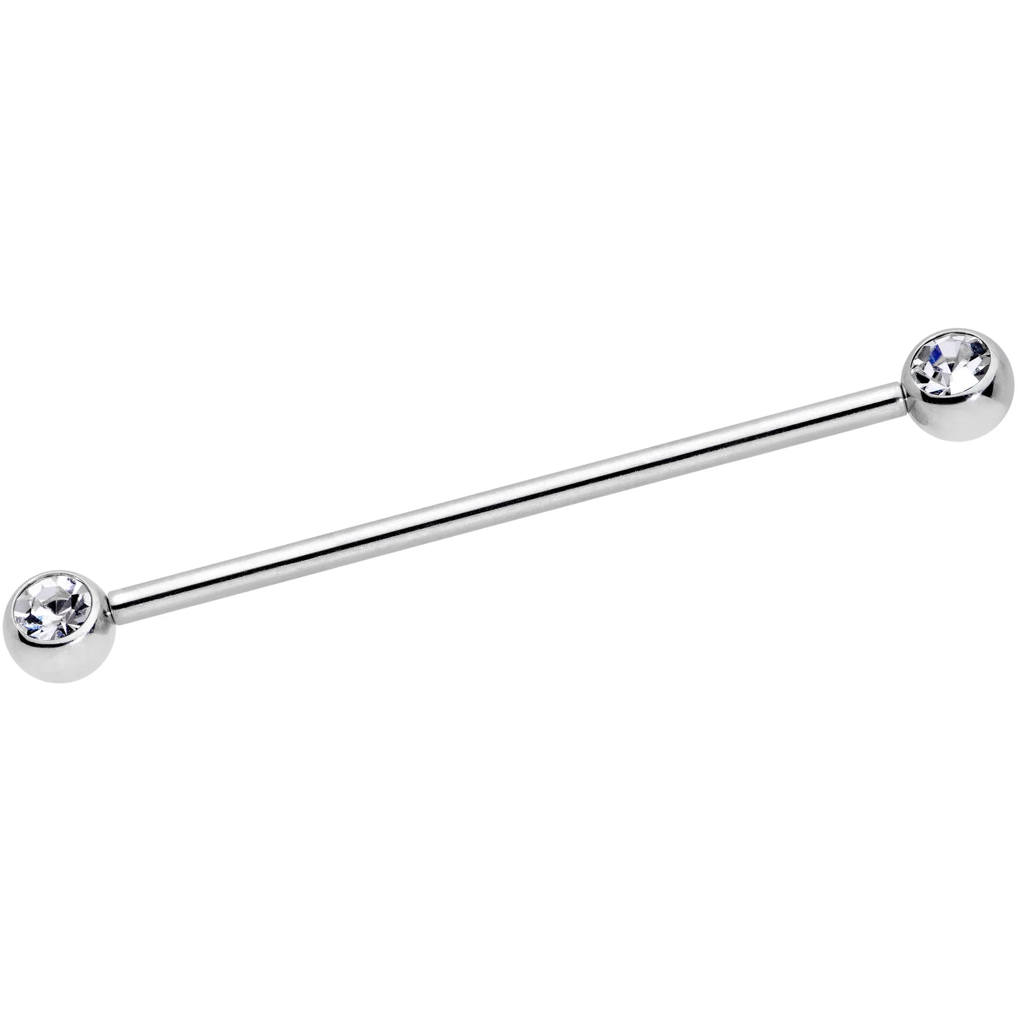 14 Gauge Clear Gem Ball Ends Industrial Barbell 35mm
