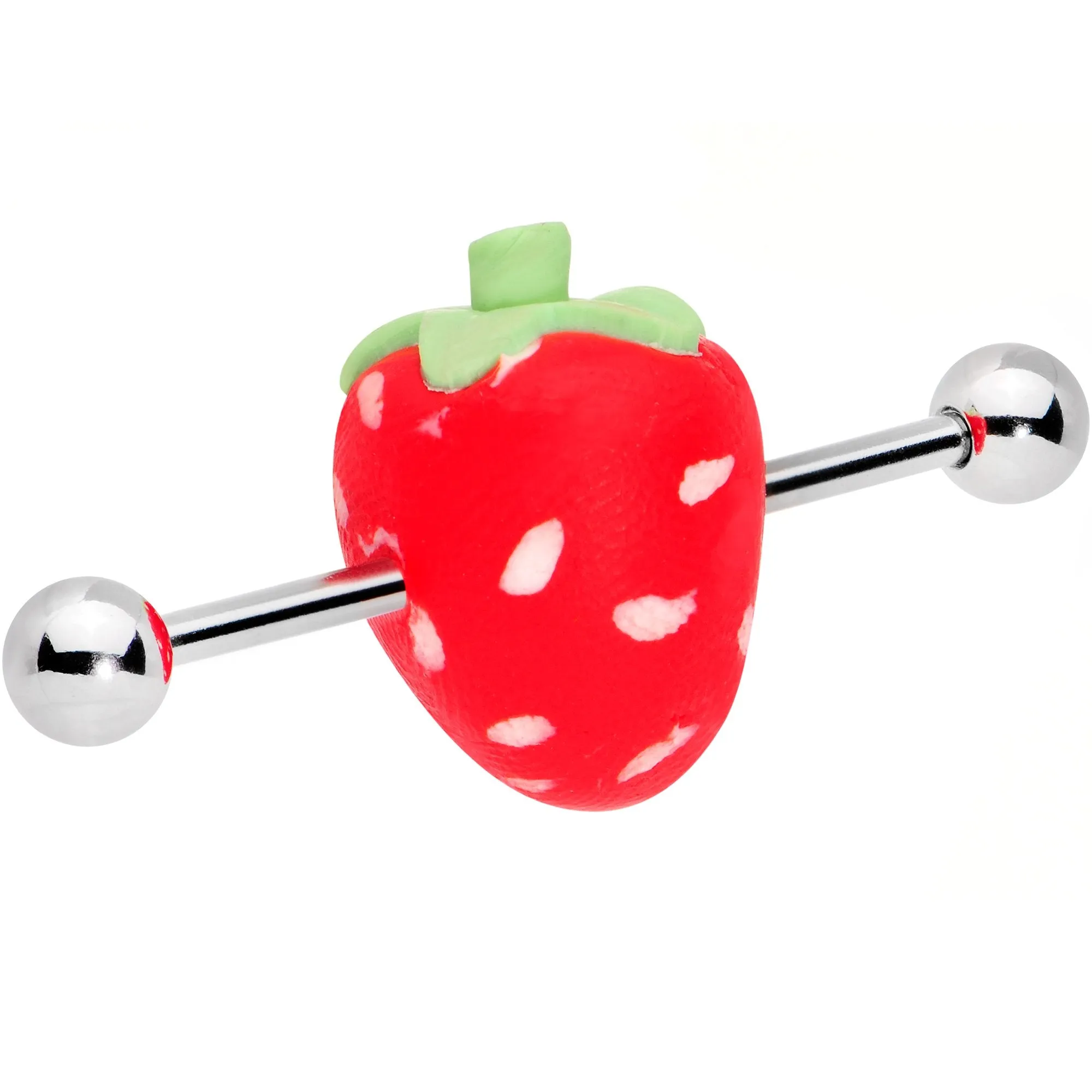 14 Gauge Handcrafted Scrumptious Strawberry Industrial Barbell 32mm