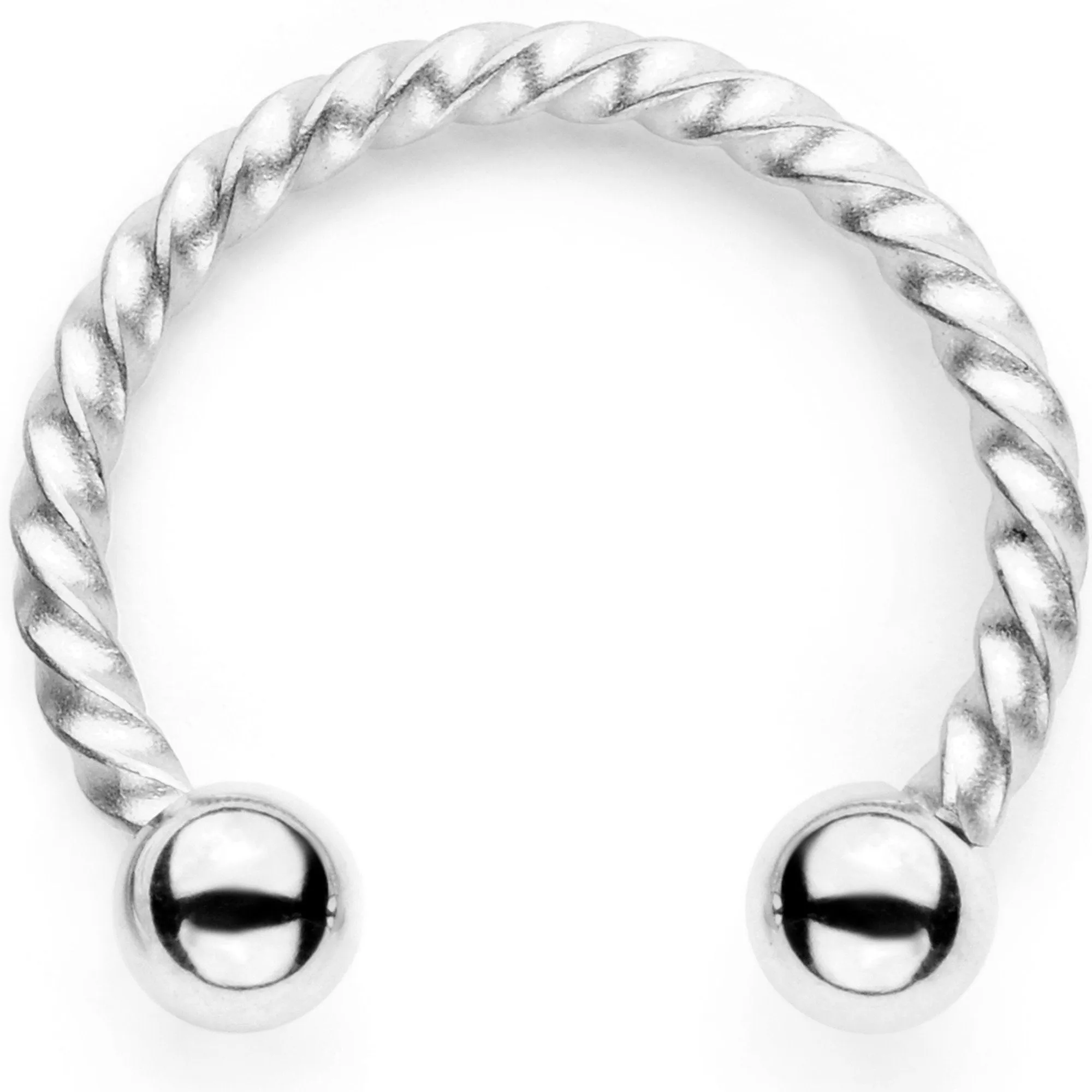 16 Gauge 3/8 White Faux Opal Twisted Horseshoe Closure Ring Set