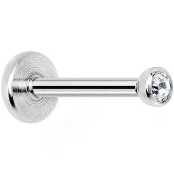 18 Gauge 5/16 Clear 2mm CZ Internally Threaded Labret Monroe Tragus