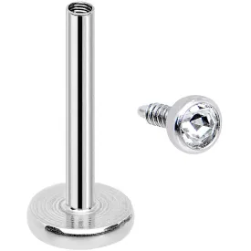 18 Gauge 5/16 Clear 2mm CZ Internally Threaded Labret Monroe Tragus