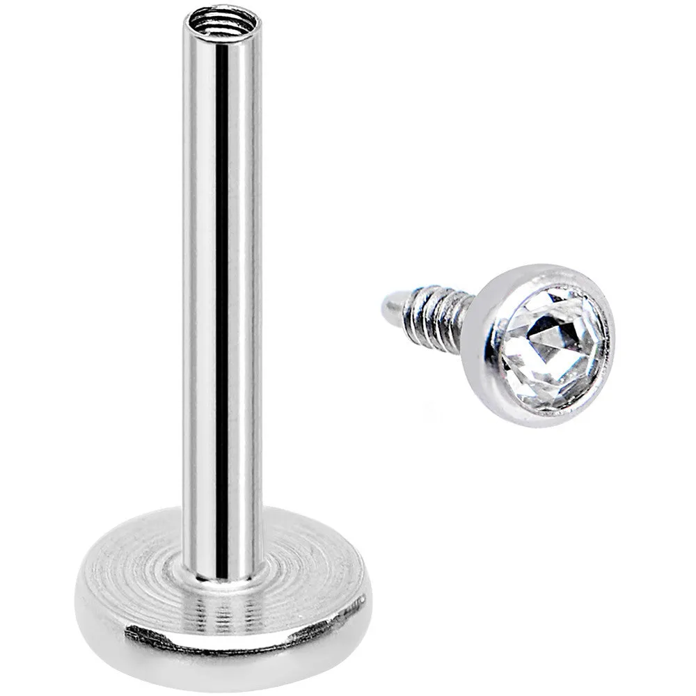 18 Gauge 5/16 Clear 2mm CZ Internally Threaded Labret Monroe Tragus