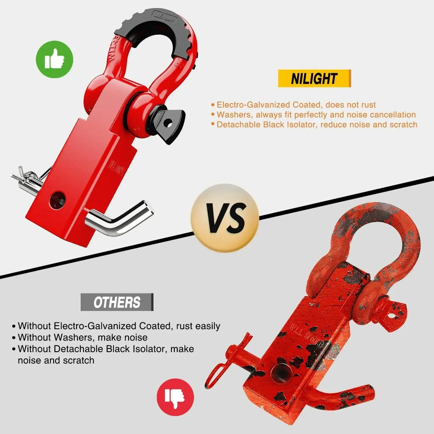 2 Inch Shackle Hitch Receiver 3/4 Inch D Ring Kit Red