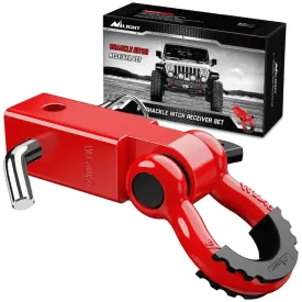 2 Inch Shackle Hitch Receiver 3/4 Inch D Ring Kit Red