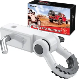 2 Inch Shackle Hitch Receiver 3/4 Inch D Ring Kit White
