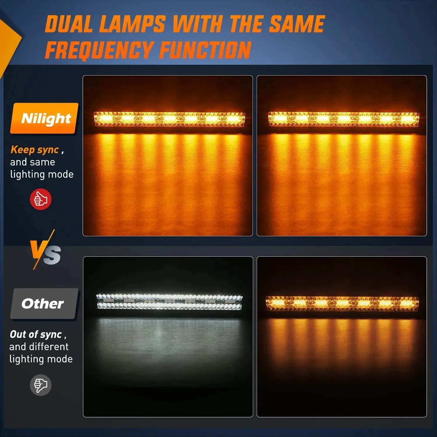 20 Inch 420W Amber White Strobe Spot Flood LED Light Bar Kit | 2PCS 4 Inch 60W Light Pods | 16AWG Wire 3 Leads