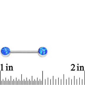316L Stainless Steel Blue Synthetic Opal Nipple Barbell Set