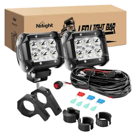 4 Inch 18W Double Row Spot LED Pods (Pair) | 12FT Wire 3Pin Switch