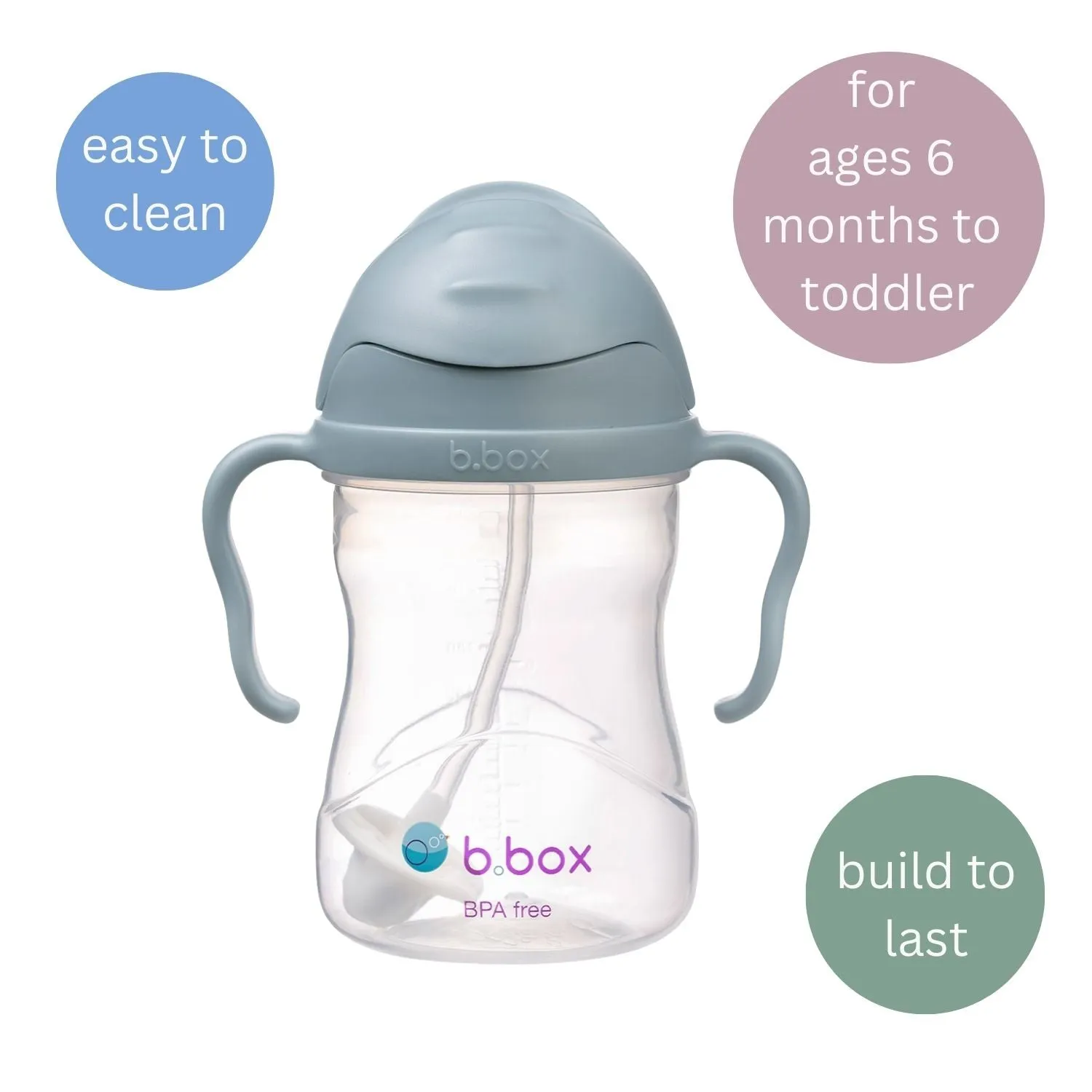 b.box Weighted Straw Sippy Cup 240ml Ocean Blue