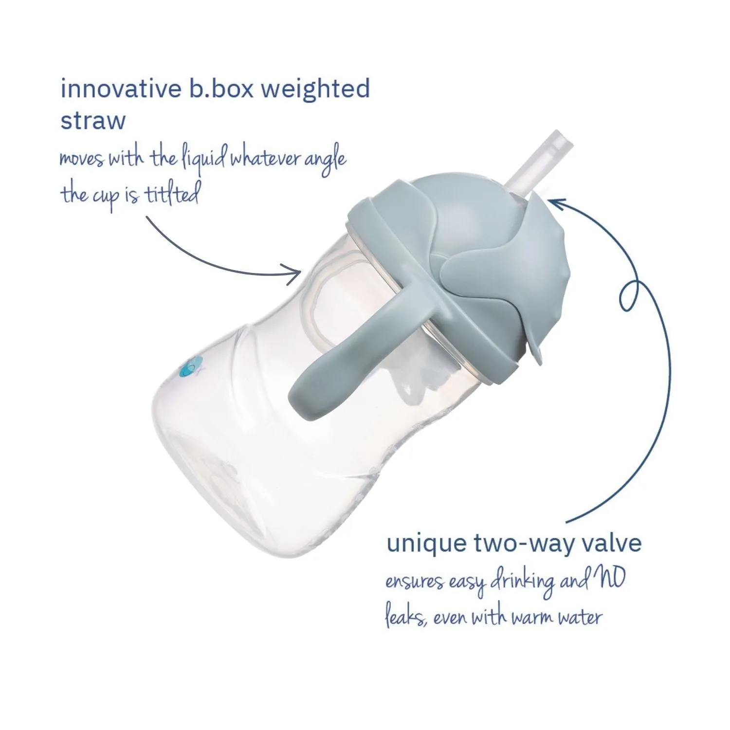 b.box Weighted Straw Sippy Cup 240ml Ocean Blue