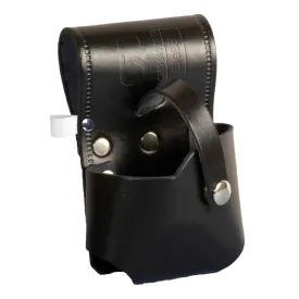 BIGBEN® Leather 5m Tape Measure Holder with Anchor Point and Stud Fastener - Black Leather