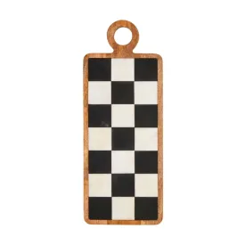 Black & White Checkered Marble Rectangle Board