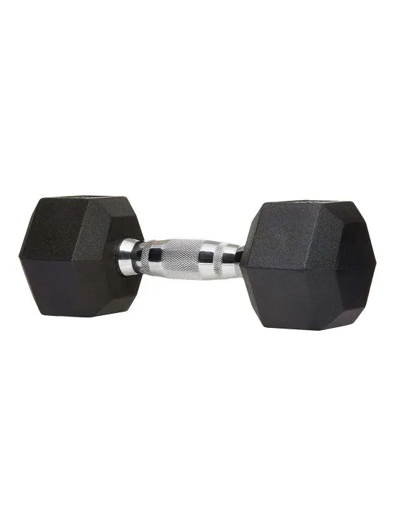 Body Sculpture Hex Rubber Dumbbell with Chrome Handle 1kg - 25kg Pair