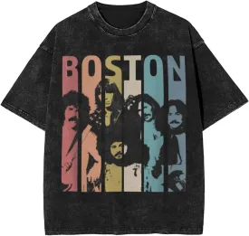 Bostons Band Vintage Oversized T Shirt Unisex Cotton Tee Round Neckline Short Sleeve Tops Summer