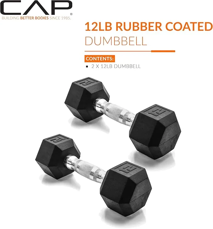 CAP Barbell 12 lb. Coated Dumbbell Weight | Multiple Options Pairs & Sets