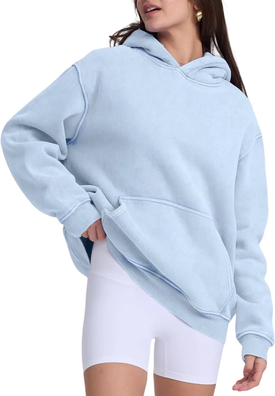 Dnzzs Womens Oversized Hoodie Acid Wash Hoodie Vintage Sweatshirt Heavyweight Fleece Cotton Streetwear Trendy Hoodies