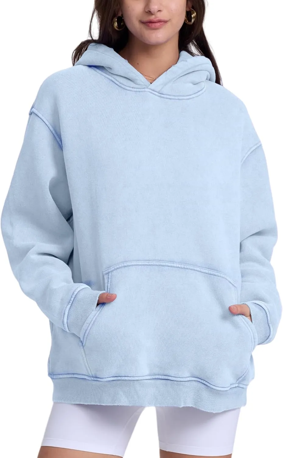 Dnzzs Womens Oversized Hoodie Acid Wash Hoodie Vintage Sweatshirt Heavyweight Fleece Cotton Streetwear Trendy Hoodies