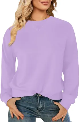 Elesomo Womens Sweatshirts Cotton Crew Neck Casual Long Sleeve Pullover Tops