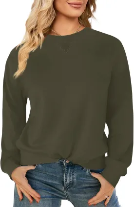 Elesomo Womens Sweatshirts Cotton Crew Neck Casual Long Sleeve Pullover Tops