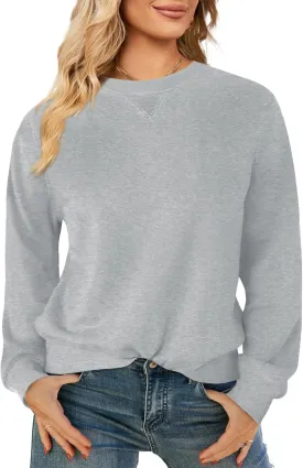 Elesomo Womens Sweatshirts Cotton Crew Neck Casual Long Sleeve Pullover Tops