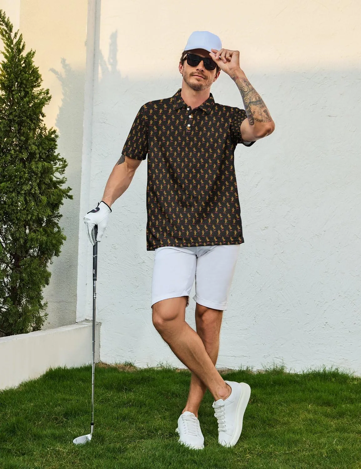 Golf Shirts for Men Funny Golf Polo Shirts Short Sleeve Polo Shirts Moisture Wicking Performance Golf Outfits
