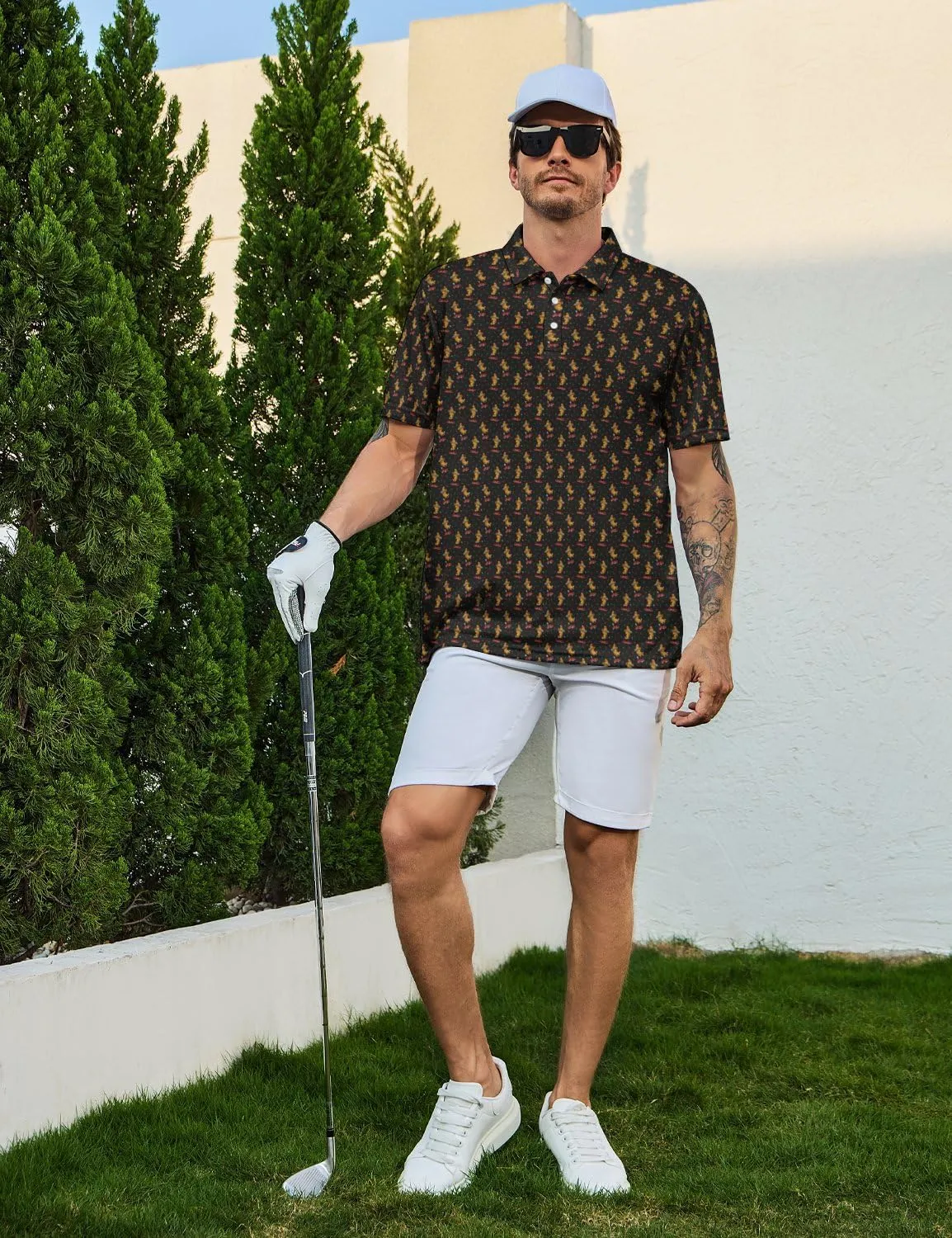 Golf Shirts for Men Funny Golf Polo Shirts Short Sleeve Polo Shirts Moisture Wicking Performance Golf Outfits