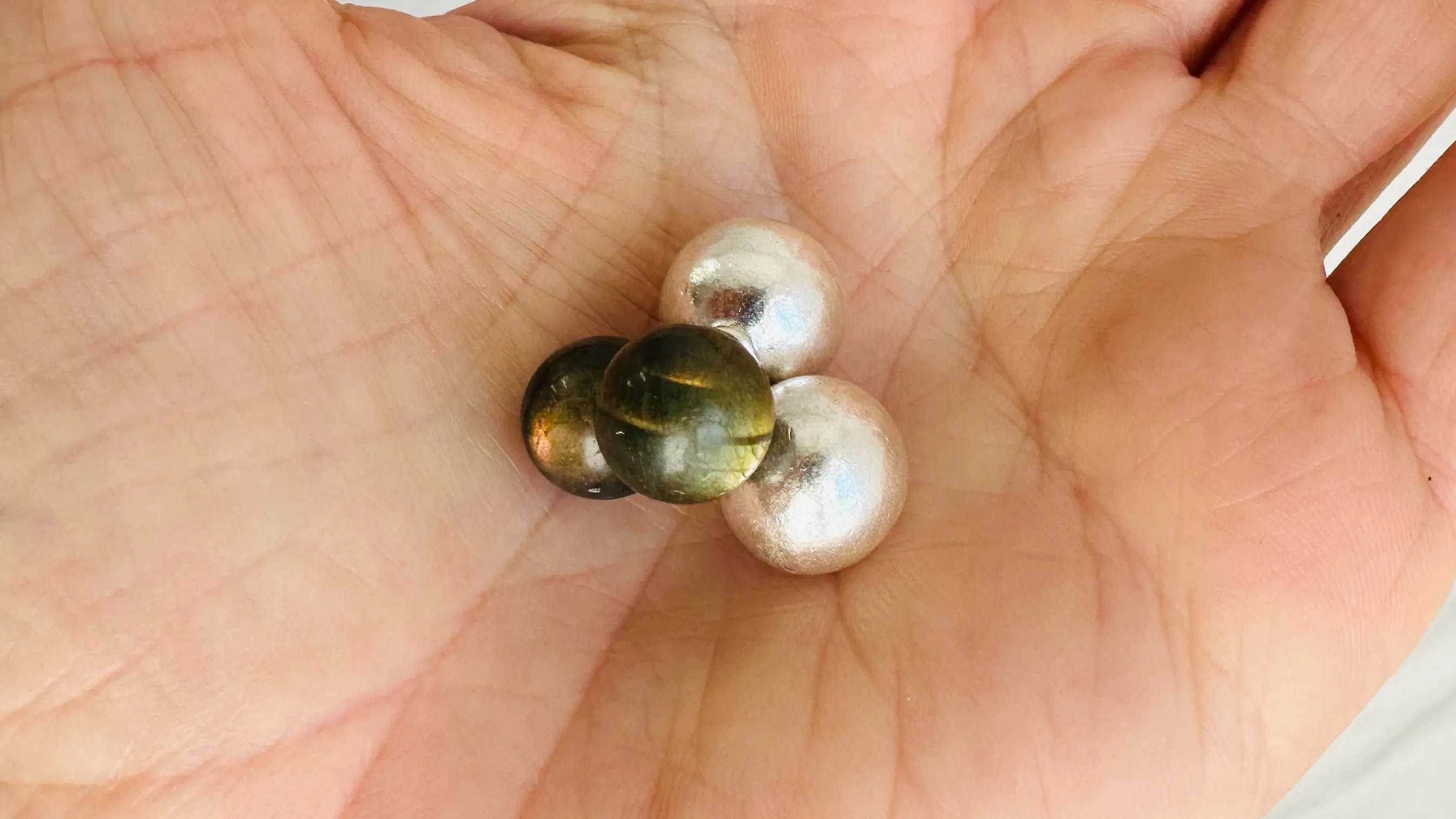 Labradorite Post Barbell Earrings. Handmade Sterling Silver Jewelry. 2669