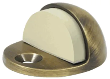 Low Profile Floor Mounted Bumper Door Stop  (Antique Brass Finish)