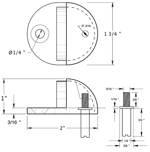 Low Profile Floor Mounted Bumper Door Stop (Polished Brass Finish)