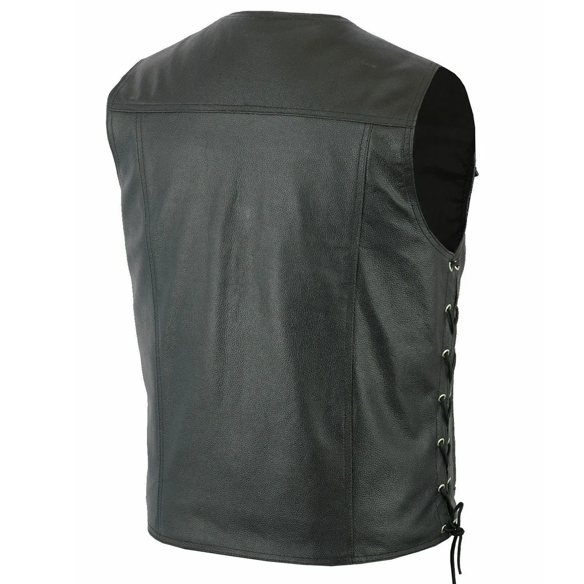 Men Motorcycle V Neck Leather Vest