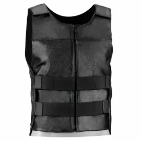 Men's Black Genuine Leather Bullet Proof Style Biker Vest
