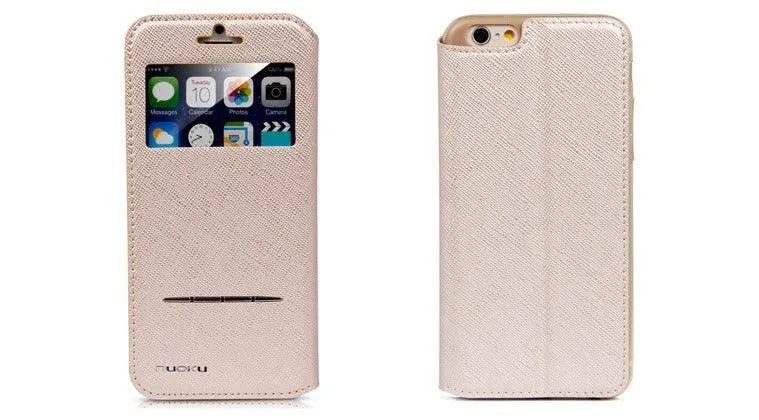 Nuoku Arabic Series Left Side Exclusive Leather Case For iphone 6 Gold-EKLN