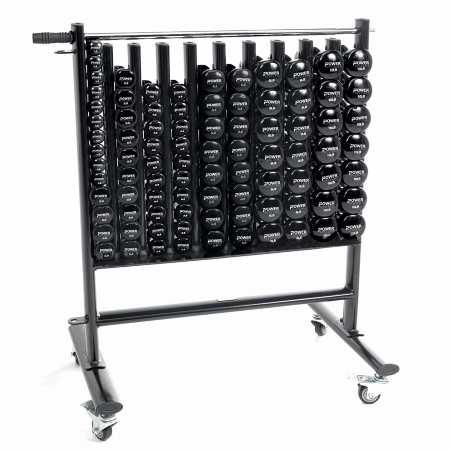 Power Systems Premium Dumbbell Storage Rack, with 44 Black Neoprene Pairs DB
