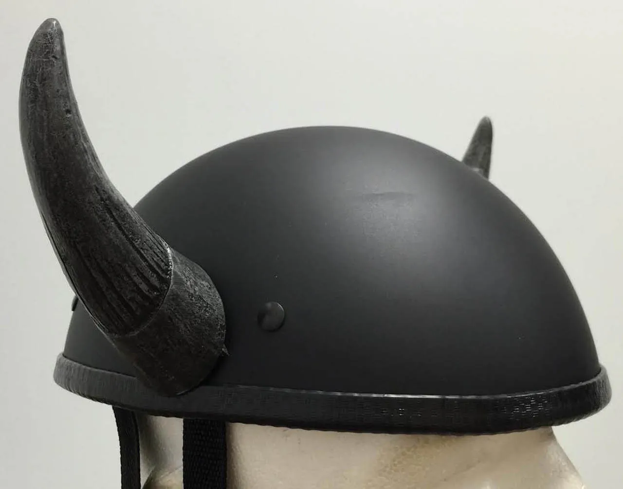Silver Motorcycle Helmet Bull Horns
