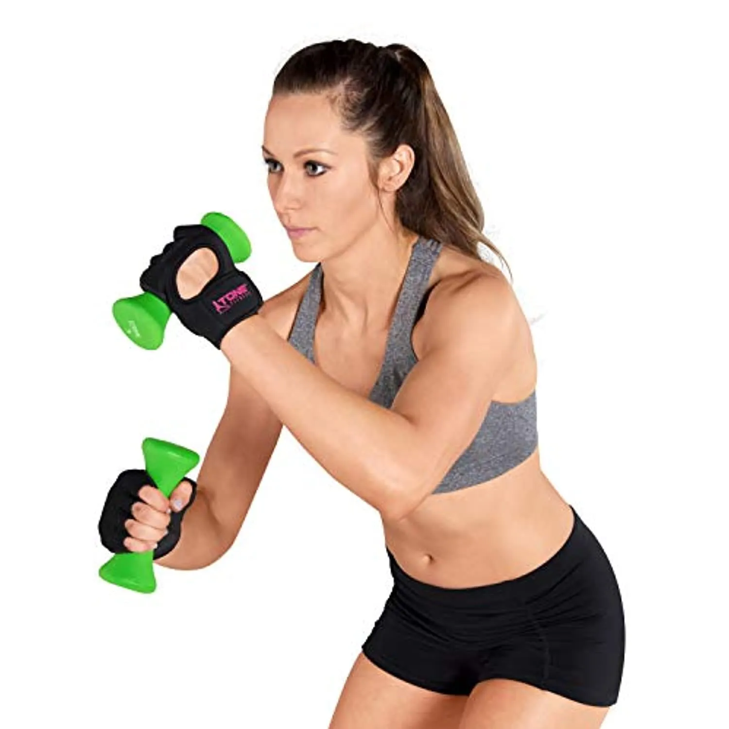 Tone Fitness Hourglass Shaped Dumbbells, Pair | Multiple Choices, Green (3 Pound)
