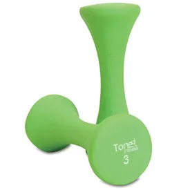 Tone Fitness Hourglass Shaped Dumbbells, Pair | Multiple Choices, Green (3 Pound)
