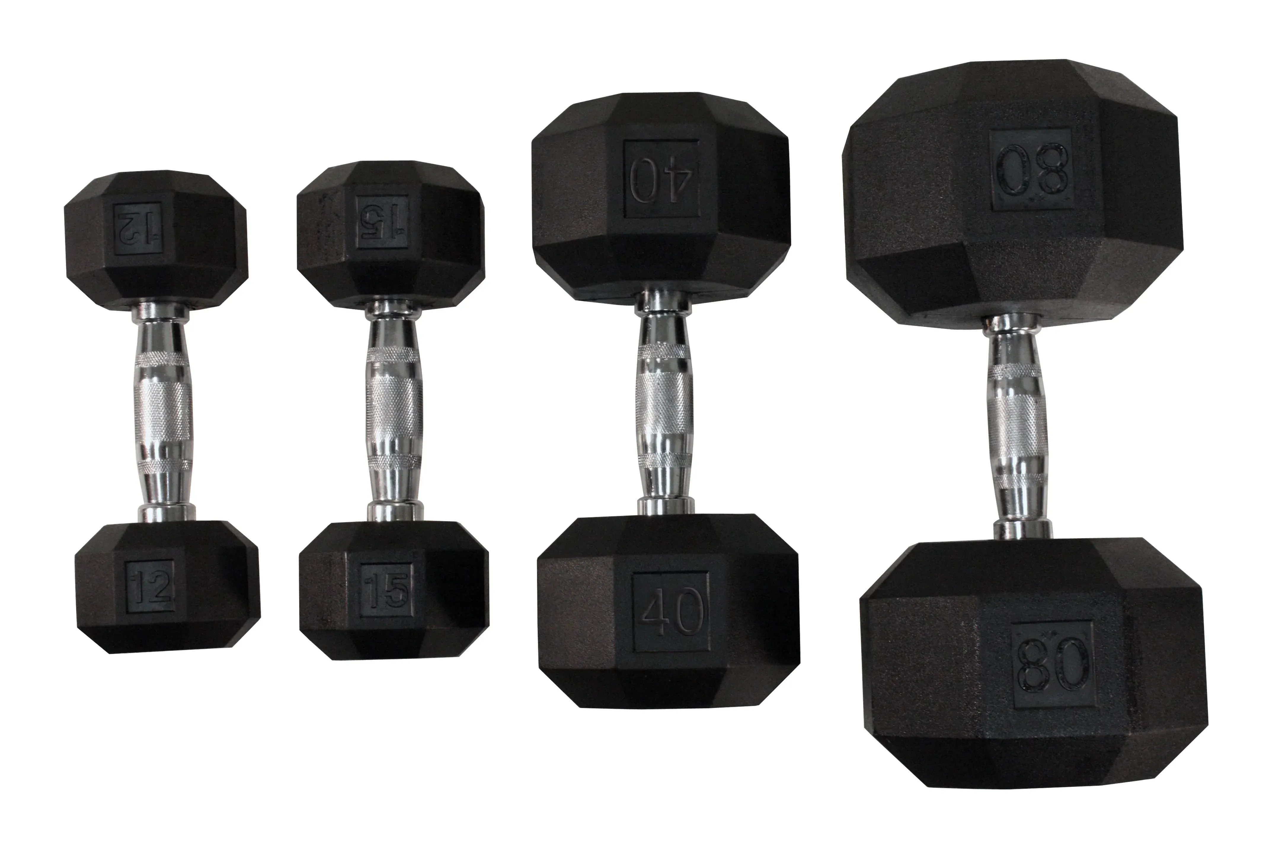 VTX 8-Sided Rubber Encased Dumbbells 5-100lb.
