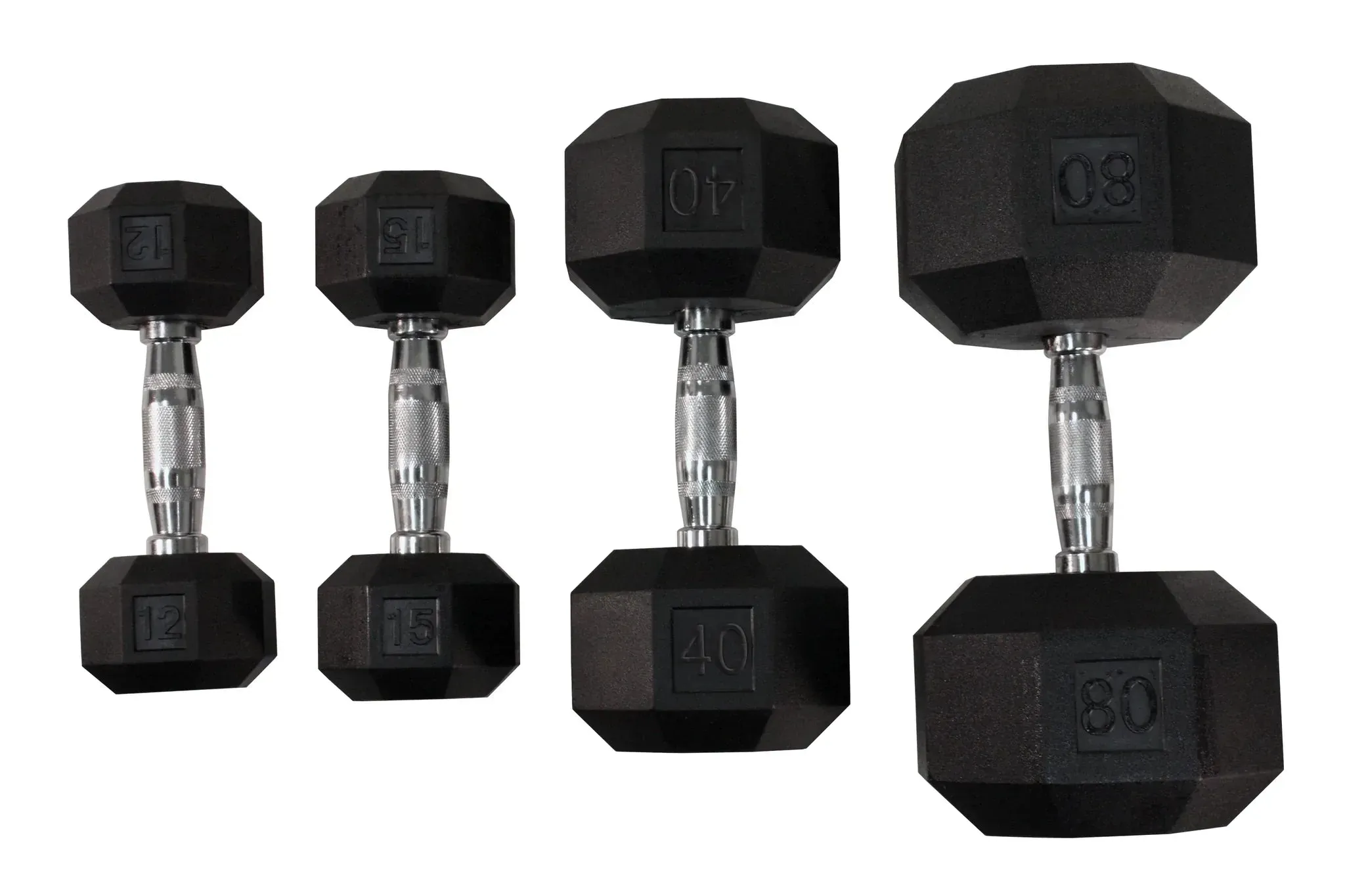 VTX 8-Sided Rubber Encased Dumbbells 5-100lb.