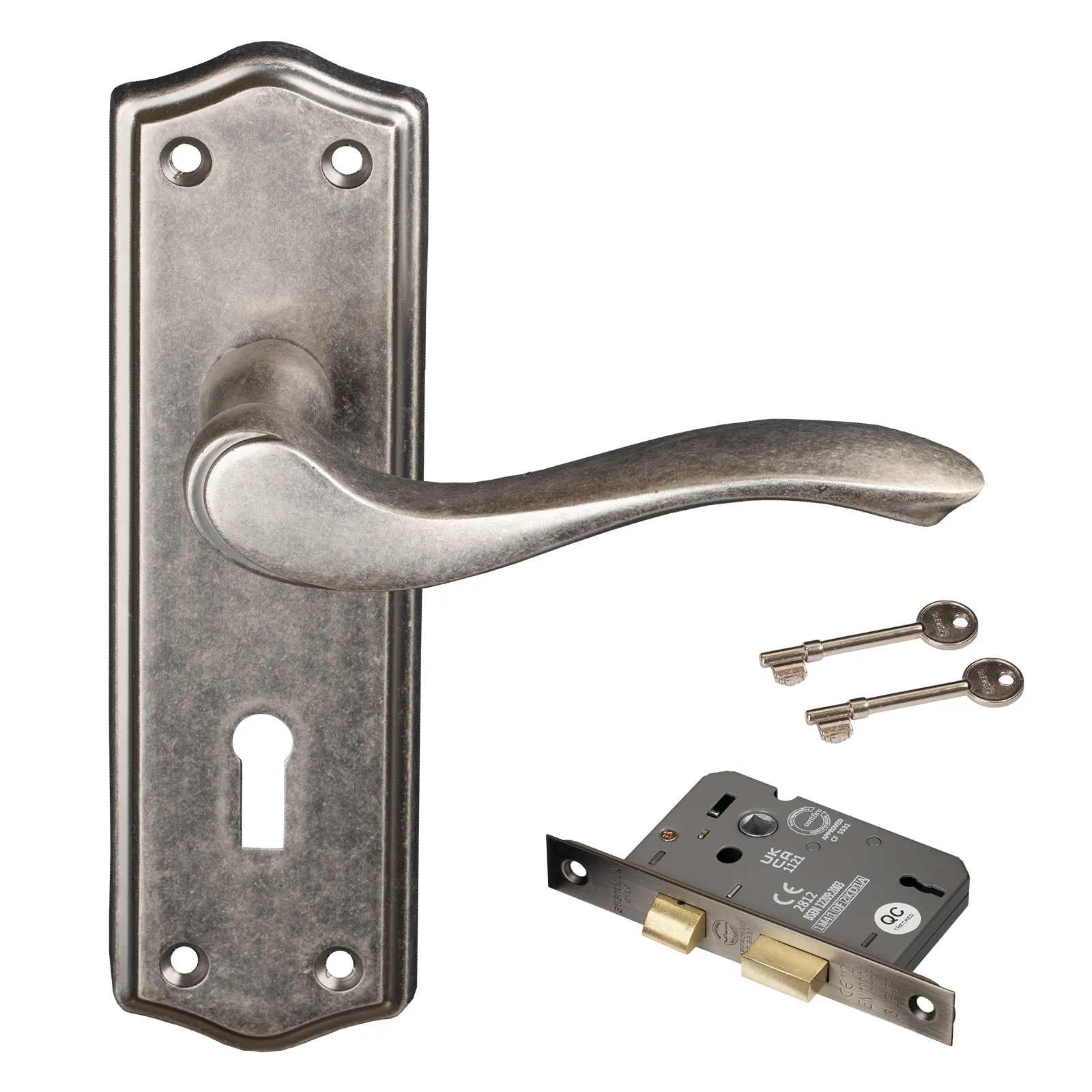 Warwick Door Handles On Backplate Old English Collection
