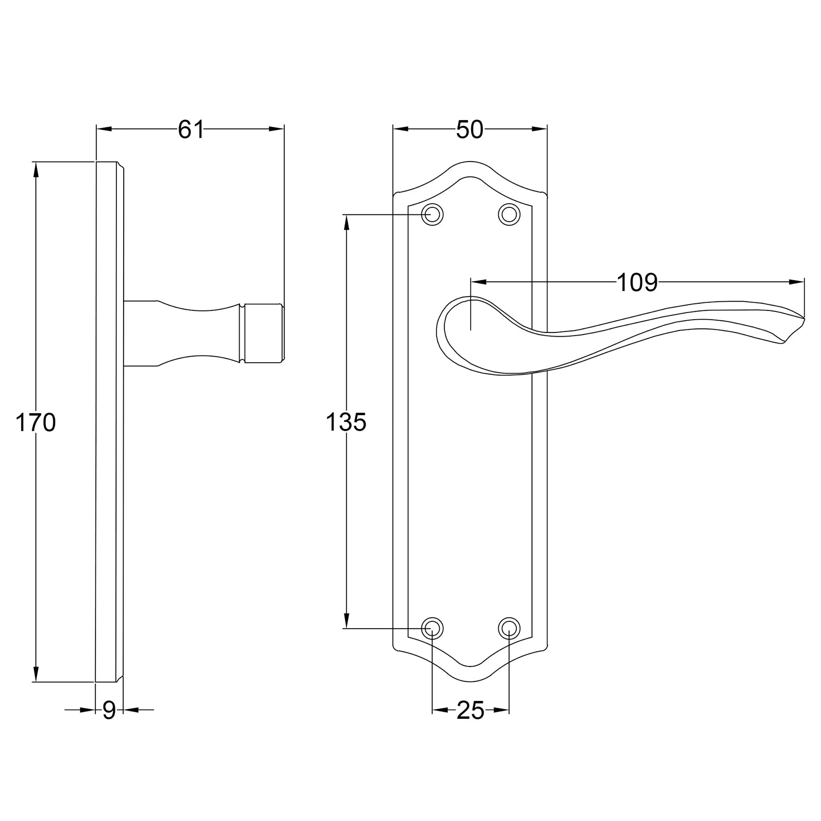Warwick Door Handles On Backplate Old English Collection