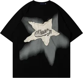Y2K 90s Vintage Oversized T Shirts Star Graphic Tees Y2k Casual Unisex Streetwear Grunge Aesthetic Tops Clothes
