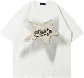 Y2K 90s Vintage Oversized T Shirts Star Graphic Tees Y2k Casual Unisex Streetwear Grunge Aesthetic Tops Clothes