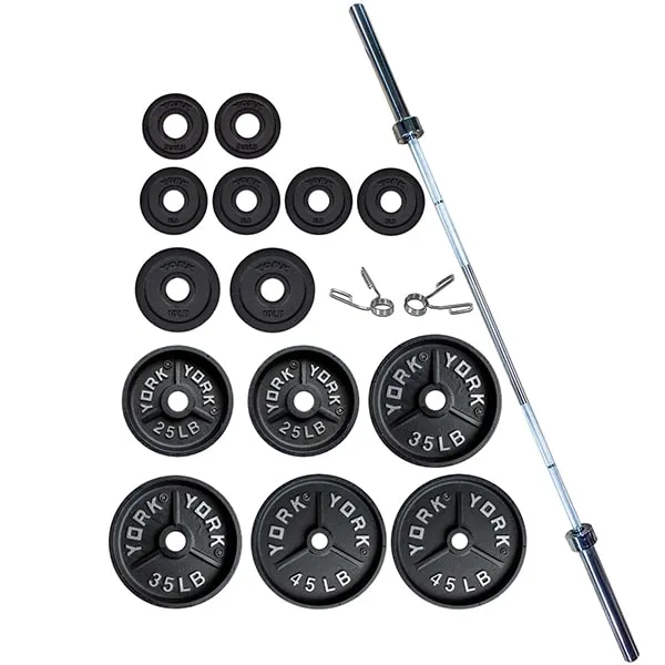 York Barbell 300 lb Deep Dish Olympic Weight Plate Set